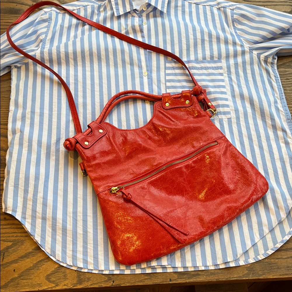 Pietro Alessandro weathered orange leather clutch and crossbody  Bag